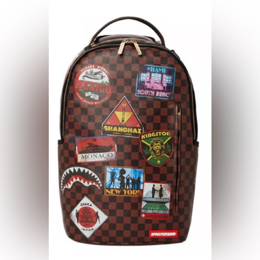 Sprayground Brown Checkered Backpack